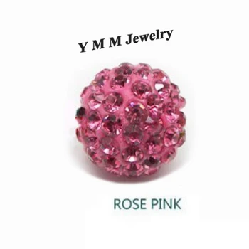 10 MM Crystal Disko Gule Voľná Dištančné Korálky Ruža Ružová Pripraviť Drahokamu Korálky 24PCS