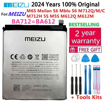 100% Originál Batéria 3000mAh Pre Meizu M5S 5S BA612 M612 Series / BA712 M6S 6S Meilan S6 M712 Série Telefón Batérie Bateria