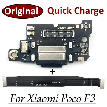 100% Originálne Pre Xiao Mi Poco F3 USB Nabíjanie Rada Port Nabíjací Dock Konektor S Mic Flex Kábel Dosky Náhradné Diely