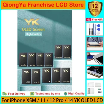100% Testované YK OLED 11 pro Displej Pre iPhone XS / XSM / 11 Pro Max / 12 Pro / 13 LCD s dotykovou Obrazovkou Digitalizátorom. Montáž Časť
