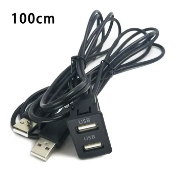 1m Auto Tabuli Flush Mount AUX, USB Port Panel Dual USB Rozšírenie Adaptér Kábel Pre Auto Predlžovací Kábel