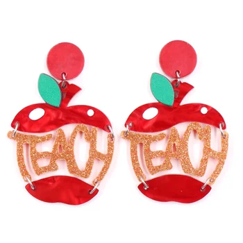 1pair Nový produkt CN Drop apple MODERNÝ Učiteľ Deň Dar Akryl náušnice Šperky pre ženy