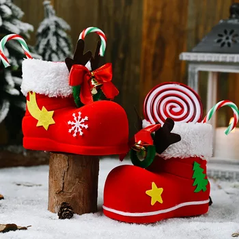 2023 Vianočné Dekorácie, Antler Zvony Vysadené Velvet Topánky Červenej Cola Topánky Candy Topánky Malé Topánky Visí Darček Domov Decore