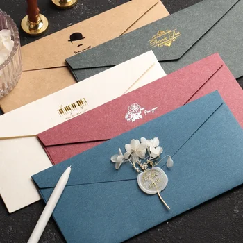 2023 Vintage Samoopaľovacie Obálky List Papiera Nastaviť Business Pozvanie Retro Svadbu Zahusťovanie Nádherné Listový Papier, Obálky