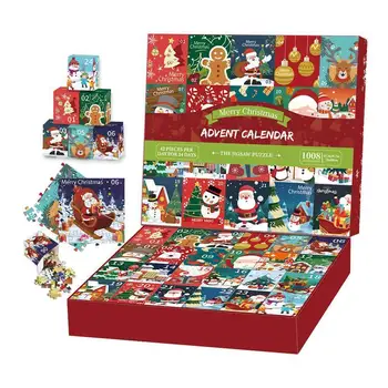 24-panel Vianočné Puzzle Slepé Okno 2024 Adventný Kalendár Časovač 1008 Ks Vianočné Puzzle Časovač, Kalendár Dovolenku Strany Dary