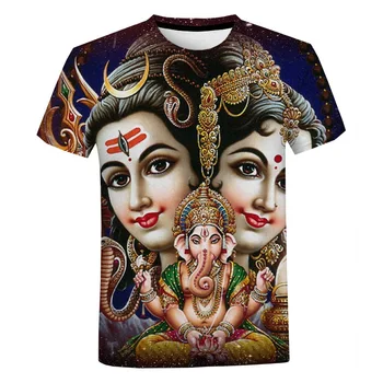 3D Tlač Hinduistický Boh Ganeš Muži T-shirts Múdrosti Harajuku Nadrozmerné T-shirt Ženy Bežné Krátky Rukáv pánske Oblečenie Cosplay