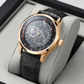 41mm pánske Automatické Japonský Mechanického Pohybu Sledovať Sapphire Dátum Nepremokavé Svetelný Hviezdne Nebo Dial Luxusné Náramkové hodinky