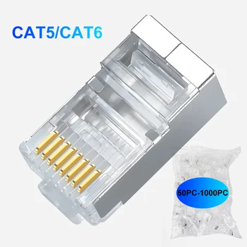 50-800 KS RJ45 Ethernet Káble Modul Plug Cat6/Cat5 Konektory Crystal Konci Pozlátené 8P8C Štandardné Siete Ethernet Zapojte