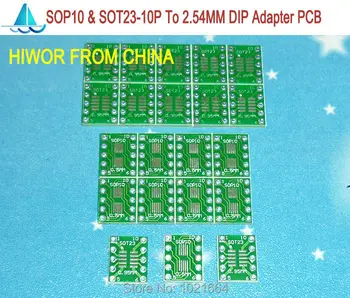 50pcs/veľa 0.95 MM Ihrisku SOT23-10P & 0,5 MM Ihrisku SOP10P Na DIP10 SMD Adaptér Na DIP PCB Pinboard SMD Konvertor