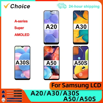 Amoled Pre Samsung Galaxy A20 LCD A30 Displej A30S LCD A50 Dotykový Displej Pre A50S A205F A305F SM-A505FN/DS Náhradné Diely