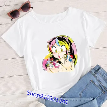 Anime tričko ženy Urusei Yatsura a tsuira vintage 90. rokov Topy grunge streetwear t-shirt tlač japonský t shirt grafické tees