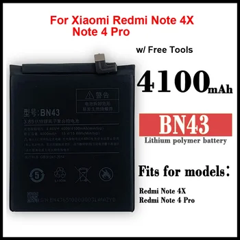BN43 Novú Batériu Pre Xiao Redmi Poznámka 4X Poznámka 4 Pro global Snapdragon 625 Vysokej Kvality BN 43 Lítium-Vnútorné Batérie
