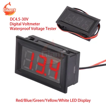 DC4.5-30V Mini Digitálny Voltmeter Nepremokavé Merač Napätia DC Napätie Tester Rozchod Panel Červená/Modrá/Zelená/Žltá/Biela LED Displej