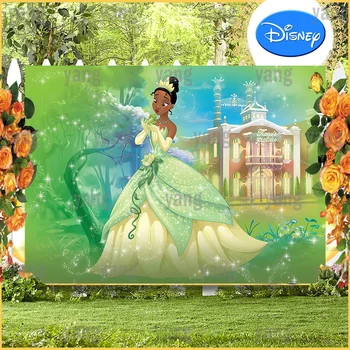Disney Teplé Svadobné Pozadie Krásne Baby Sprcha Princess Tiana a Žaba Dievča Lesa Hrad Narodeninovej Party Banner Pozadí