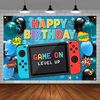 Fotografie Pozadie Video Game Party Dodávky Happy Birthday Herné Banner Hra Rekvizity Party Dekorácie Pozadí Dodávky
