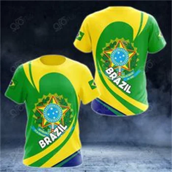 Futbal Štýl pánske T-shirts Brazílskej Vlajky Tlač Krátke Rukávy Trend pánske Futbalové Tričko Osobné Brazílsky Štýl Topy