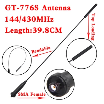GT-776S Antény SMA-Žena 144/ 430MHz Dual Band Light flexibilná Anténa pre Baofeng UV-5R UV-9R PLUS UV-S9 Walkie Talkie
