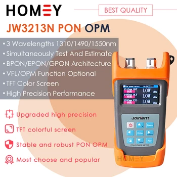 JW3213N Vlákniny PON Optické Power Meter FTTx Digitálny Optický Tester Farebný Displej 1310/1490/1550nm