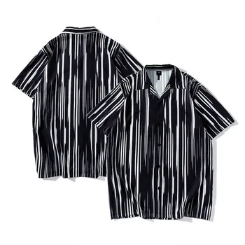 Letné Nové Pánske Vintage Pruhované Tričko Fashion Bežné Luxusné Tričko Krátky Rukáv Havaj Košele Pre Mužov, Ženy Blusas Camisa Hombre