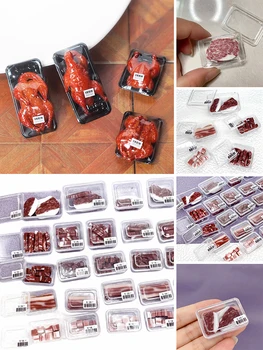 Miniatúrne Hlinené Mäso Box Dekorácie Hobby Ručné Bravčové a Hovädzie mäso Box Mini Turecko Doll House Mini Kuchyne Potravín Bábika Príslušenstvo