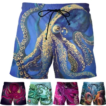 Muži Zvierat Octopus Beach Šortky 3d Tlač Grafiky Dovolenku Rýchle Suché Surfovať Palube Šortky Streetwear Letné Deti Krátke Nohavice