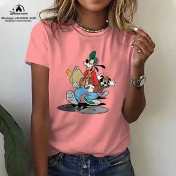 Nové Mickey a Minnie Vzor dámske Topy dámske Ležérne Okrúhlym Výstrihom, Krátke Rukávy Lete Bežné T-Shirts Páry T-Shirts