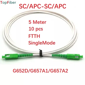 Optický Kábel 10PCS 5Meter SCAPC-SCAPC SingleMode FTTH G652D/G657A1/G657A2 SX Core 3.0 mm Mliečno-Bieleho LSZH Bunda Patch Kábel