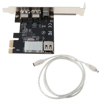 PCI-E 1X IEEE 1394A 4 Port(3+1) Firewire Kartu Adaptéra Pcie 1394A Prevodník S 6 Pin Na 4 Pin 1394 Kábel Pre Stolné PC