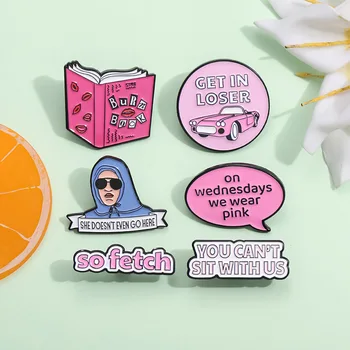 Pink Girl Štýl List Série Brošňa Osobné Bublina Rám Knihy Znak Dizajn Kovových Smalt Odznak Batoh Kolíky Dekorácie