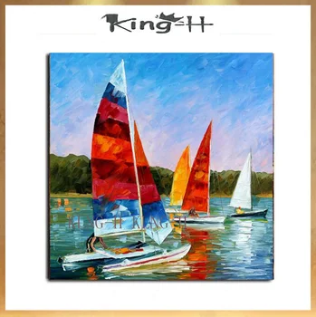Pintura al óleo de barco pintado a mano moderno cielo rozsudok océano pintura al óleo hogar porovnanie arte lienzo imagen mejor para la regalo