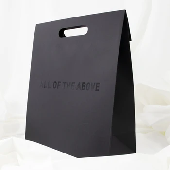 Prispôsobený produkt、Luxusné Šperky Kozmetické Vlastný Dizajn Die-cut Rukoväť čierne Oblečenie Nakupovanie Balenie Biely Sulfátový Papier