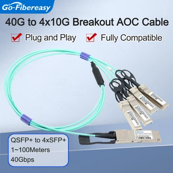 QSFP 40 gb AOC Kábel QSFP+ na 4xSFP+ Aktívne Optické Káble 1M/2M/3M/5M/10M...50M OM3-Aqua Kábel Kompatibilný Cisco/Mikrotik/Huawei