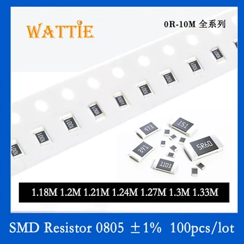 SMD Rezistora 0805 1% 1.18 M 1.2 M 1.21 M 1.24 M 1.27 M 1,3 M 1.33 M 100KS/veľa čip odpory 1/8W 2.0 mm*1,2 mm