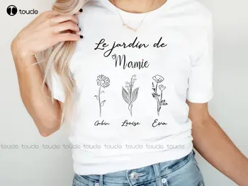 Teeshirt Blanc Personnalisé Fleur Le Jardin De Mamie Cadeau Personnalisé Slávnosť Des Grands Mères Fleur Du Mois Vlastný Darček Xs-5Xl