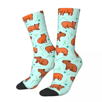 Tráva Vzor Capybara Ponožky Telocvični 3D Tlač Chlapec Dievčatá Polovici teľa Ponožka