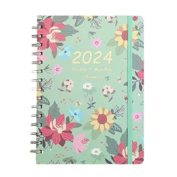Týždenný Plánovač Tlač 2024 Mesačný Notebook Cievka Dizajn Plán Kniha Školy Kancelárske Potreby Kancelárske Potreby
