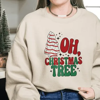 Veselé Vianoce Mikina Vianočný Strom T-Shirt Zimné Slávnostné Pulóver S Kapucňou, Topy Pre Ženy Moderné Estetické Top