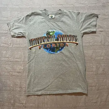 Vintage Y2K Universal Studios Florida Svete Šedé Logo T-Shirt pánske Veľkosti Malé