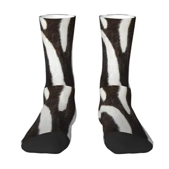 Zebra Pruhovaný Vzor zvieraciu Srsť Šaty Ponožky Pánske Teplé Dámske Módne Zebra Kožené Textúra Milenca Posádky Ponožky 3D Tlač