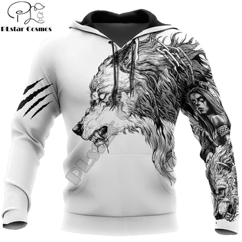Zviera - Wolf 3D Tetovanie Vytlačené Mens mikina s Kapucňou Zvierat Streetwear Jeseň Hooded Mikina Unisex Bežné Bunda Tepláky DK046