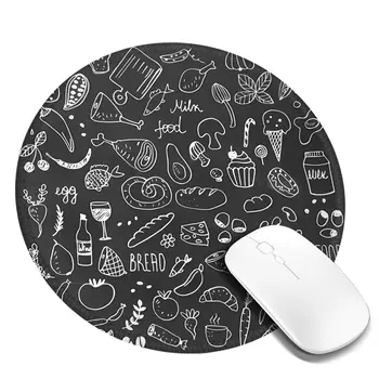 Čierna A Biela Potravín Kolo Podložka Pod Myš Abstraktné Módne Gumy Gaming Mousepad Na Office Home Počítač Comfor Vytlačené Myši Rohože