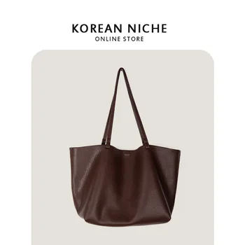 Ženské nové kórejská verzia kabelka s výklenok dizajn veľkú kapacitu mäkké kožené jediný ramenný matka farbou