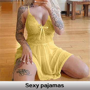 Ženské Plus Veľkosť Hlboké tvaru Hrudníka motýlik Čipky Sexy Podväzkové Šaty dámske Sexy Šaty Pyžamá