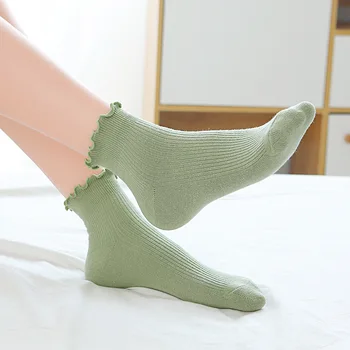 Ženy Jar Leto Prehrabať Naberaný Ponožky Japonský Štýl Maiden Lolita Roztomilý Bavlna Módne Jednofarebné Ponožky